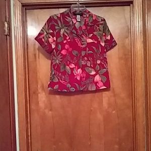Red floral pattern top